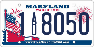MD license plate 1AD8050