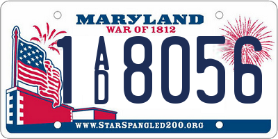 MD license plate 1AD8056