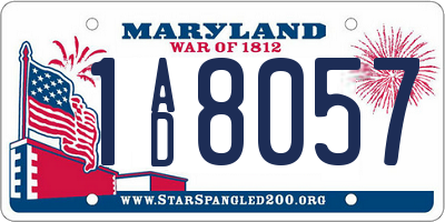 MD license plate 1AD8057
