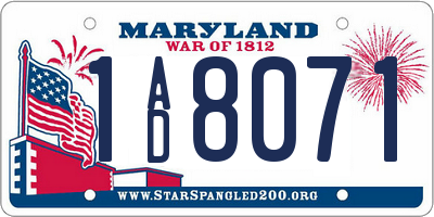 MD license plate 1AD8071