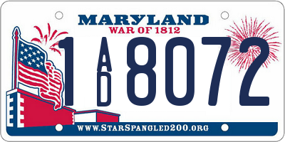 MD license plate 1AD8072