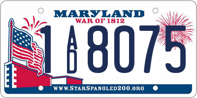 MD license plate 1AD8075