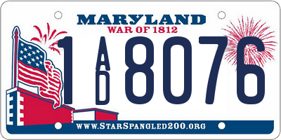 MD license plate 1AD8076