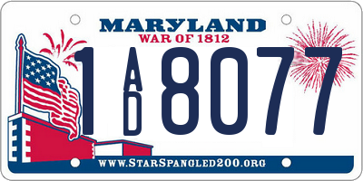 MD license plate 1AD8077