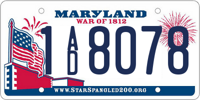 MD license plate 1AD8078