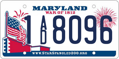 MD license plate 1AD8096