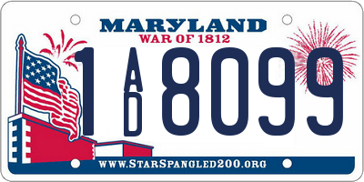 MD license plate 1AD8099