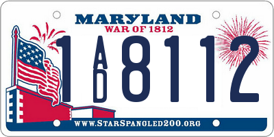 MD license plate 1AD8112