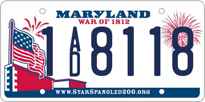 MD license plate 1AD8118