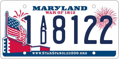 MD license plate 1AD8122