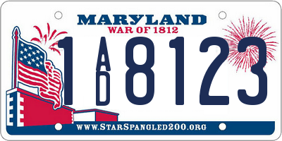 MD license plate 1AD8123