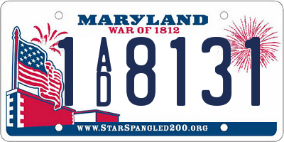 MD license plate 1AD8131