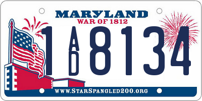 MD license plate 1AD8134