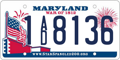 MD license plate 1AD8136