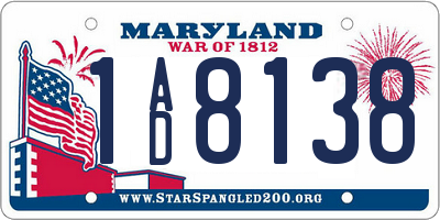 MD license plate 1AD8138
