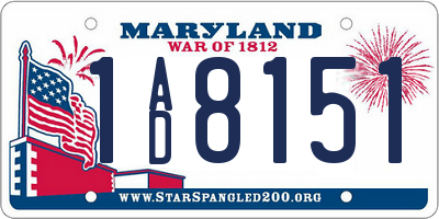 MD license plate 1AD8151