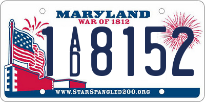MD license plate 1AD8152