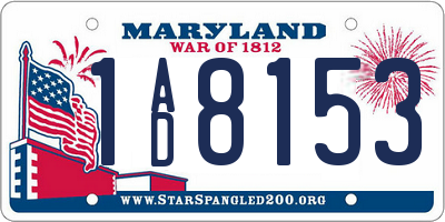 MD license plate 1AD8153