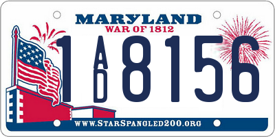 MD license plate 1AD8156