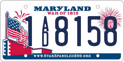 MD license plate 1AD8158