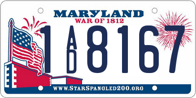MD license plate 1AD8167