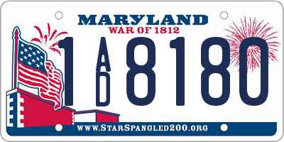 MD license plate 1AD8180