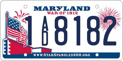 MD license plate 1AD8182