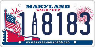 MD license plate 1AD8183