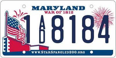 MD license plate 1AD8184