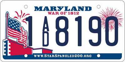 MD license plate 1AD8190