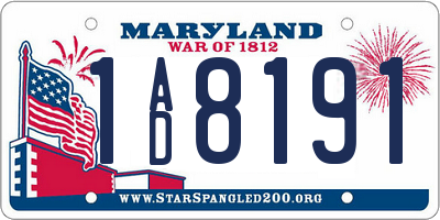 MD license plate 1AD8191