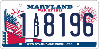 MD license plate 1AD8196