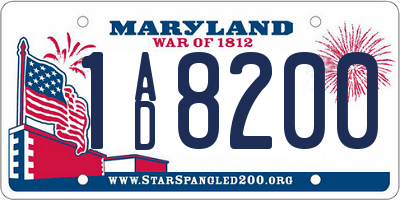 MD license plate 1AD8200