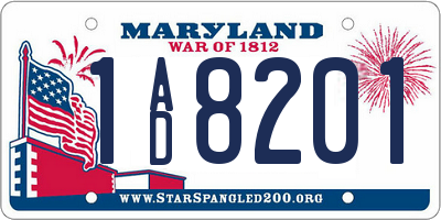 MD license plate 1AD8201