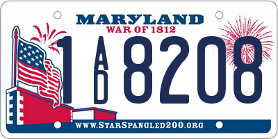 MD license plate 1AD8208