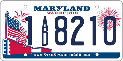 MD license plate 1AD8210