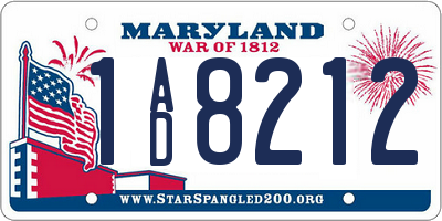 MD license plate 1AD8212
