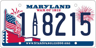 MD license plate 1AD8215