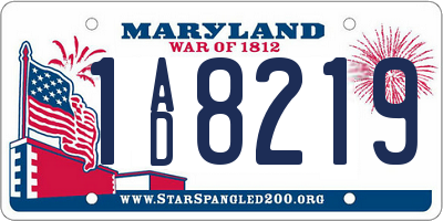 MD license plate 1AD8219