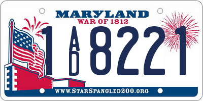 MD license plate 1AD8221