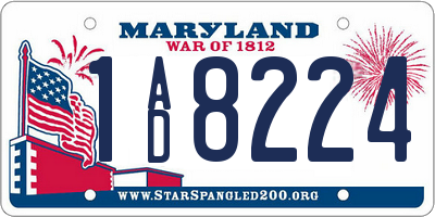 MD license plate 1AD8224