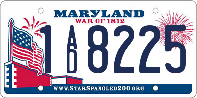 MD license plate 1AD8225