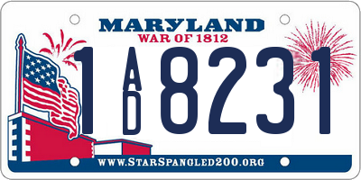 MD license plate 1AD8231