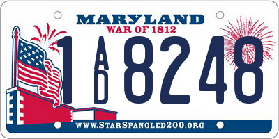 MD license plate 1AD8248