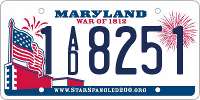 MD license plate 1AD8251