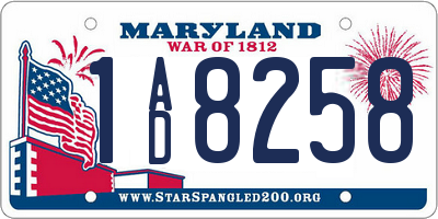 MD license plate 1AD8258