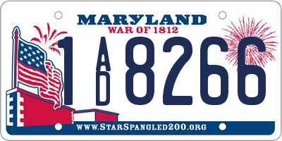 MD license plate 1AD8266