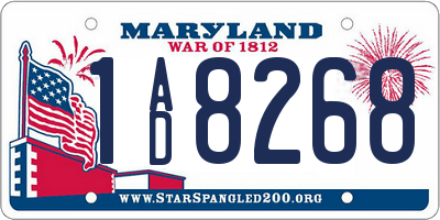 MD license plate 1AD8268