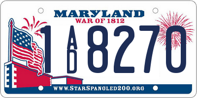 MD license plate 1AD8270