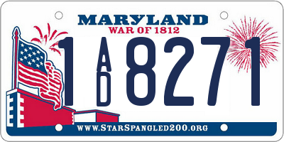 MD license plate 1AD8271
